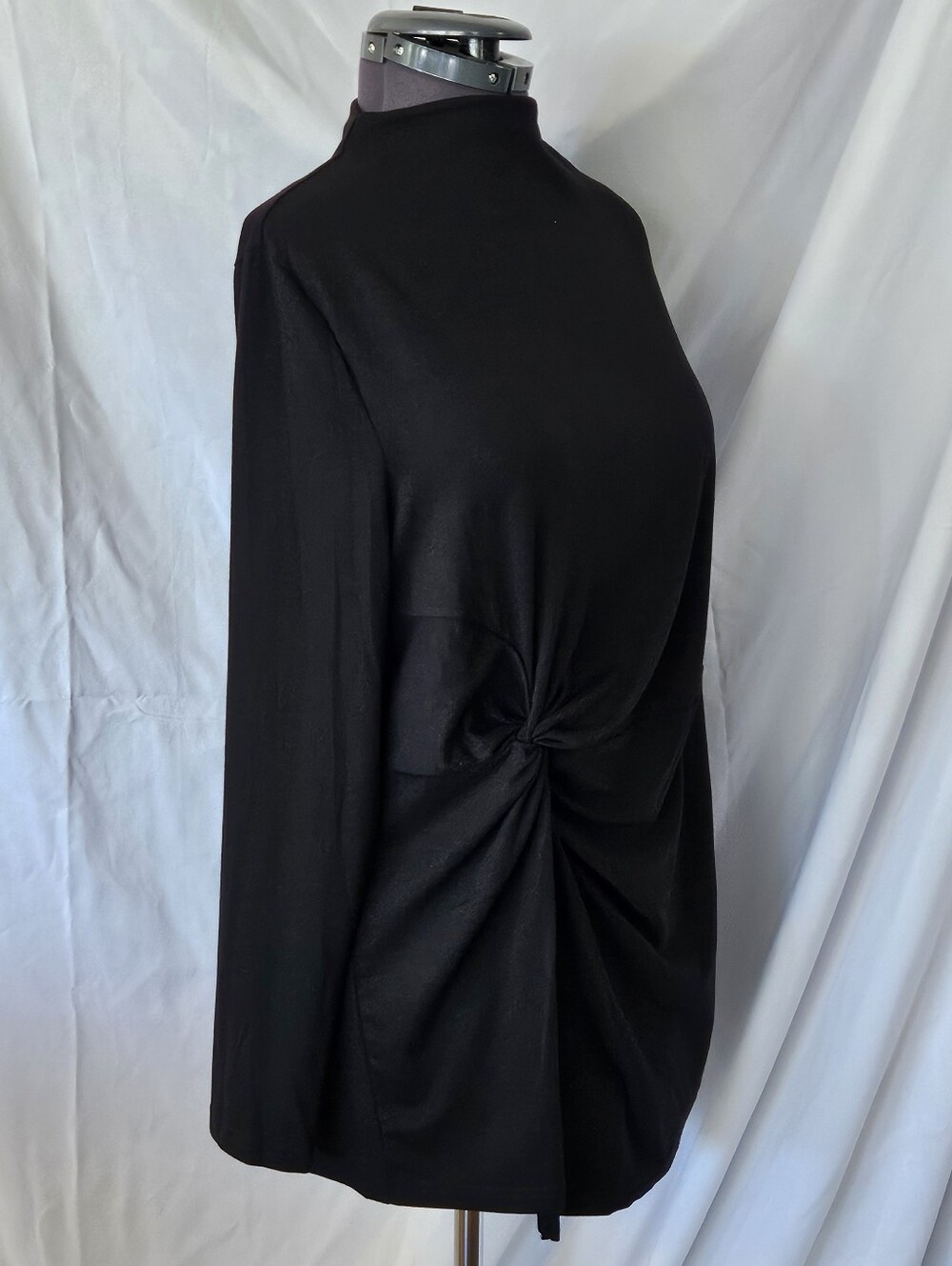 NWT Ladies' Black Side Drape, Long Sleeve Top. - Picture 4 of 9